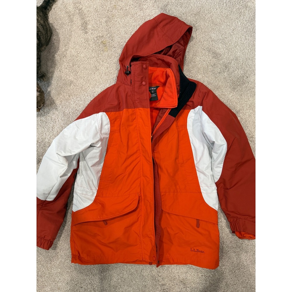 LL Bean Womens 3-in-1 Weather Challenger Jacket Orange Red Small 0WV87